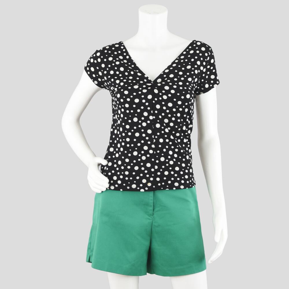 VTG Talbots Black Polka Dot Short Sleeve Shirt, Women's Petite Size 0 - 2